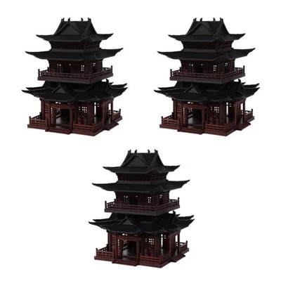  Zen Garden Decor Miniature Figurines Chinese Building Sculpture Asian Pavilion - Image 1 of 4