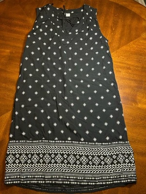 Antiguo Vestido Vaina Azul Marino Sin Mangas Negro Verano Vacaciones Resort Casa XS Patrón Foto 1 de 4