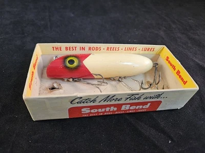 South Bend Bass-Oreno 973 RW, Red Head Vintage Topwater Lure, Box, No Top - Image 1 of 4