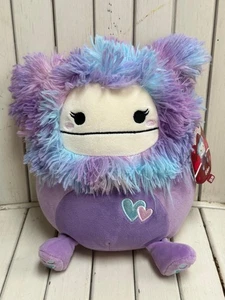 NUEVO Squishmallows 8" pulgadas Eden the Purple Bigfoot con corazones DÍA DE SAN VALENTÍN - Imagen 1 de 10