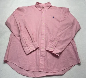 Ralph Lauren Hemd Herren L Rosa Weiß Gingham Knopfleiste Langarm Blau Pony - Bild 1 von 13