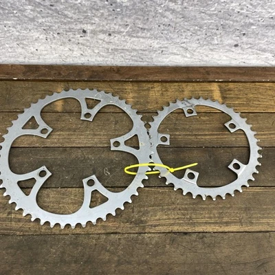 Vintage SR Sakae Chainring Set 110 BCD 5-Bolt 52T 40T Steel Double SR 307 362 - Image 1 of 4