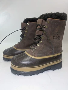 Botas de nieve Sorel Dominator para hombre de cuero marrón aisladas media pantorrilla talla 8 - Imagen 1 de 7
