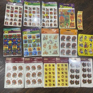 Vintage Erntedank Aufkleber großes Lot Herbst Türkei Punze Lehrer - Bild 1 von 18