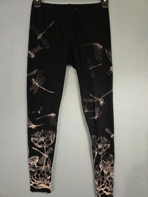 Carousel Ink/Fox Savant Printed Stretch Cotton Leggings Dragonfly Lotus Size M - Image 1 of 4