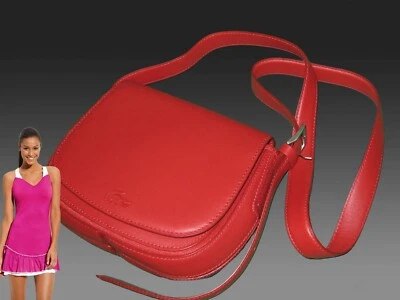 LACOSTE SHOULDER BAG Cross Over Nubuck Leather Vintage L45 Paseo 3 Red NEW - Image 1 of 4