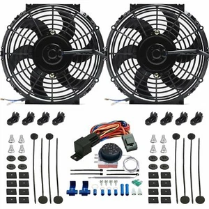 DUAL 10-11" INCH 130W ELECTRIC COOLING FAN ADJUSTABLE THERMOSTAT TEMP CONTROLLER - Bild 1 von 7