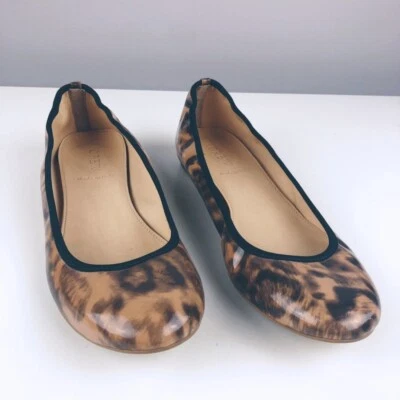 J. Zapatos planos Lula Crew marrón charol leopardo 6,5 estampado animal brillantes Foto 1 de 4