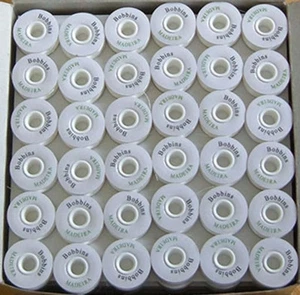 GENUINE MADEIRA PRE WOUND  WHITE POLYESTER EMBROIDERY MACHINE BOBBINS 50 BAG - Picture 1 of 3