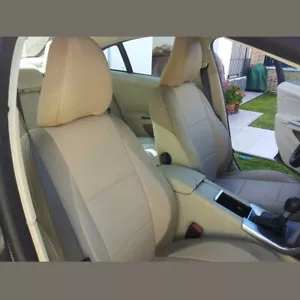 CAR SEAT COVERS (2 pcs) | Made for VOLVO | Leatherette & Synthetic | Tan Beige - Foto 1 di 12