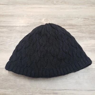 Gorro tejido de mezcla de lana de piel de tortuga sombrero negro cable calavera gorra sin puño Foto 1 de 4
