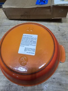 NEW! 2 PC Le Creuset Cousances Round Au Gratin 22 Orange Iron Enamel Baking Dish - Picture 1 of 6