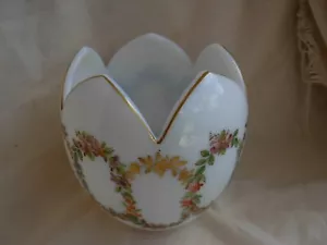 ANTIQUE FRENCH HAND PAINTED OPALINE SHADE FOR OIL LAMP,LATE19th. - Picture 1 of 10