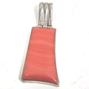 Mexican Pink Coral 925 Sterling Silver Toggle Pendant Irregular Shaped - Picture 1 of 8