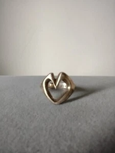 Anillo vintage plateado abierto corazón de amor talla 5,5 - Imagen 1 de 5