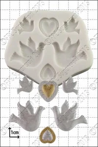 Silikonform Tauben und Herzen | Lebensmittelverwendung FPC Sugarcraft KOSTENLOSER UK-Versand! - Bild 1 von 1