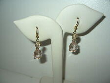 Vintage SWAROVSKI (Swan Symbol) Goldtone & Peach Rhinestone Pierced Earrings