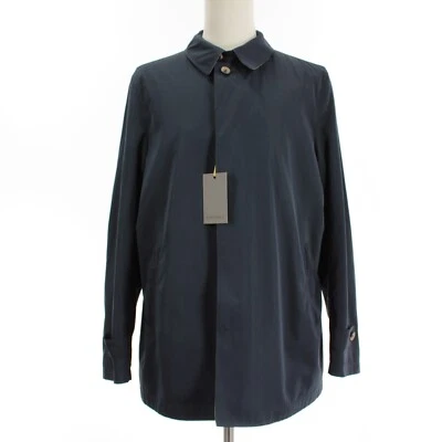 Canali NWT Raincoat Size 52 US Large in Solid Blue 100% Polyester Made in Italy - Image 1 of 4