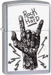 NEU ZIPPO ROCK ME HARD HAND CHROME BENZIN FEUERZEUG DESIGN WINDDICHT - Bild 1 von 3