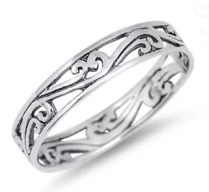 Anillo estilo eternidad banda de plata esterlina 925 unisex ~ talla 7 - Imagen 1 de 3