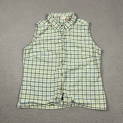 Camisa Woolrich Mujer Mediana Verde Amarillo Camiseta sin mangas Mamá Informal Verano Damas Botón M Foto 1 de 4