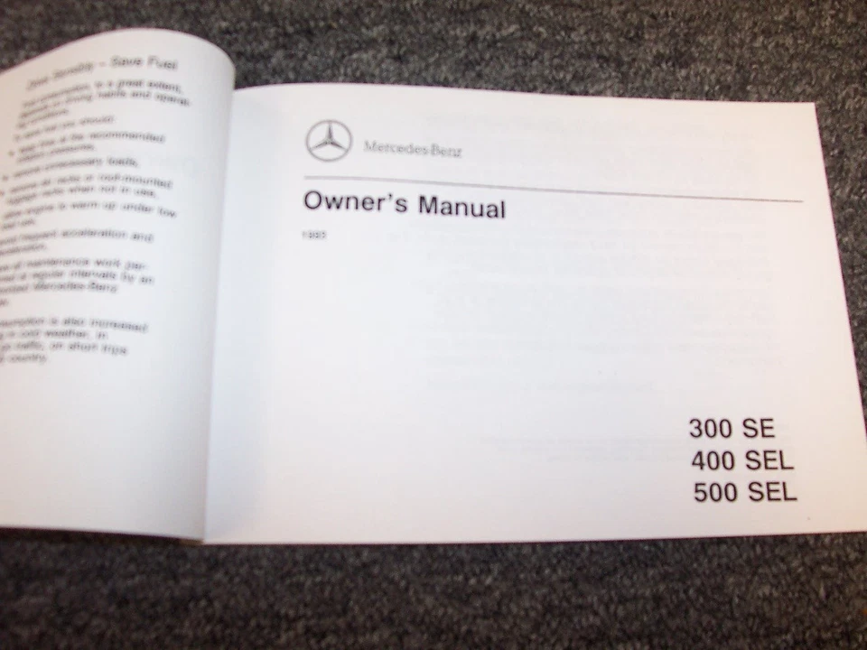 Mercedes Benz 300SE 400SEL 500SEL 1993 manual del propietario del operador xz Foto 1 de 1