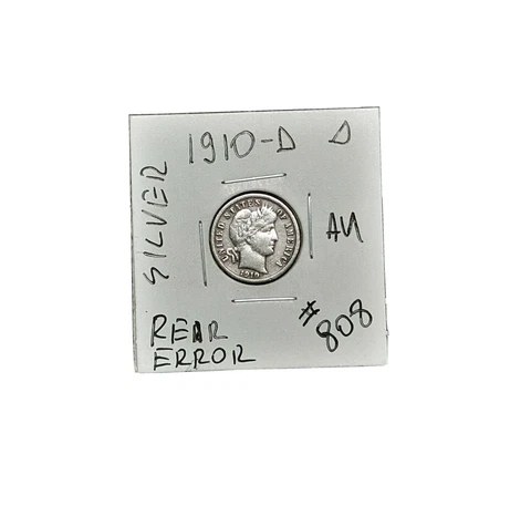 1910-D US Barber Liberty Silver Rare Dime Coin Collection ⭐Rear Error⭐808⭐V3⭐ Cover