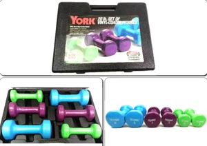York 20lb Set Vinyl Coated Dumbbells FITBELLS 6 pcs Fitness Exercise Aerobics - Picture 1 of 10