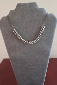 Aero Silver Tone Rhinestone Rolled Cluster 16" Necklace Choker With 2" Extender - Picture 1 of 6