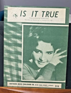 Brenda Lee - Is It True Rare 1964 Promo Partituras Australianas De Colección - Imagen 1 de 8