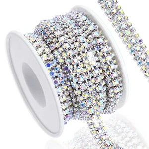 3 yardas 3 filas cristal estrás cadena borde para hacer joyas ramo de boda - Imagen 1 de 6