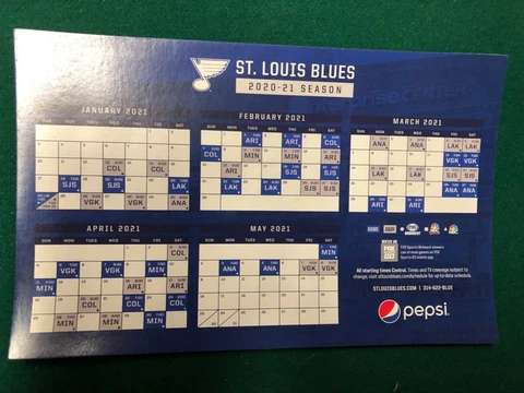 ST. LOUIS BLUES 2020-2021 Season Magnetic Schedule Cover