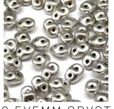 Matubo SuperDuos Crystal Bronze Aluminum (Metallic Silver) 100 gram pack - Image 1 of 3