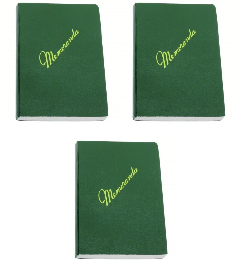 ABILITYONE Skilcraft Military Memo Book, Side Bound, 3-3/8" x 5-1/2", Green, 3 Pack