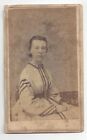 Antique CDV Photo Seated Young Lady in Dress Wide Belt Tax Stamp Civil War