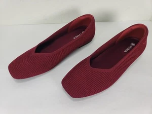VIVAIA MARGOT 2.0 SQUARE-TOE V-CUT SPARKLE BURGUNDY FLATS WOMEN'S 39.5 USA 8.5 - Picture 1 of 14