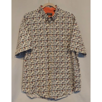 Trader Bay Mens Tropical Stamps Pattern SS Button-Up Casual Shirt Size Large - Image 1 of 4