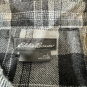 Eddie Bauer Shirt Flannel Gray Plaid Cotton Size Medium Mens - Picture 1 of 6