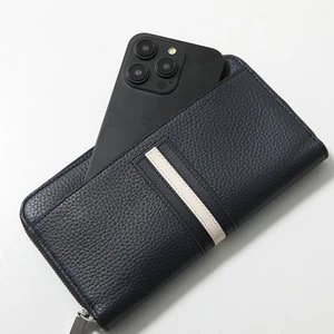BALLY Round Zip Long Wallet Coin Pocket Navy NIB MLW03H VT434 F/S - Picture 1 of 6