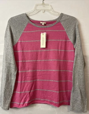 Blusa suéter leve listrada rosa e cinza média feminina Sonoma nova com etiquetas! A5176 - Imagem 1 de 4