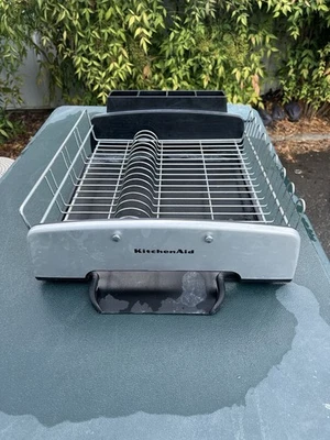 KitchenAid Full Size Dish Drying Rack with Removable Flatware Caddy Black Silver - Image 1 of 4