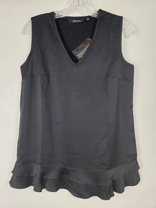 IMAN Global schicke ärmellose Bluse Damen XS schwarz Rüschensaum Tunika Top neu Etikett - Bild 1 von 8