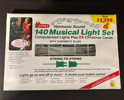 Joybrite 140 Musical Clear Light Set Plays 25 Christmas Carols Rare & HTF Works - Image 1 of 3