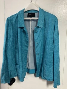 Chaqueta con botones ocultos Lafayette 148 New York verde azulado, talla 16 - Imagen 1 de 4