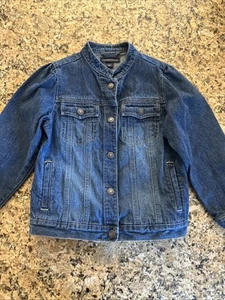 Lands End Girls 6 Jean Denim Jacket Western School Party Snap Classic Staple - Picture 1 of 7