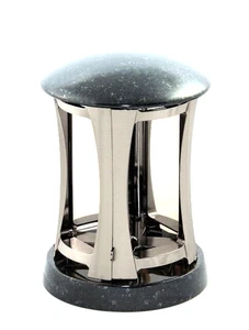 Lámpara funeraria gris plata con granito negro linterna funeraria luz funeraria - Imagen 1 de 1