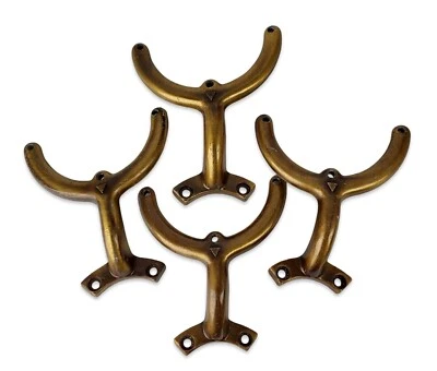 Set of 4 Vintage 36" C Shaped Ceiling Fan Blade Arm Bracket Antique Brass 73183 - Image 1 of 4