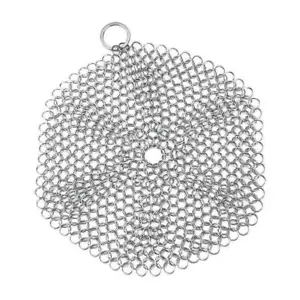 Steel Cast Iron Cleaner Chain Mail Scrubber Kitchen Cookware BEST US - Picture 1 of 9