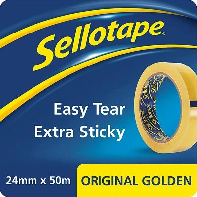 6 x Sellotape Clear Tape Extra Sticky Original Golden Packaging tape 24 x 50m