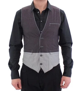 Dolce&Gabbana Men Gray Vest Fabric Polka Dots Full Button Formal Waistcoat IT 46 - Picture 1 of 6